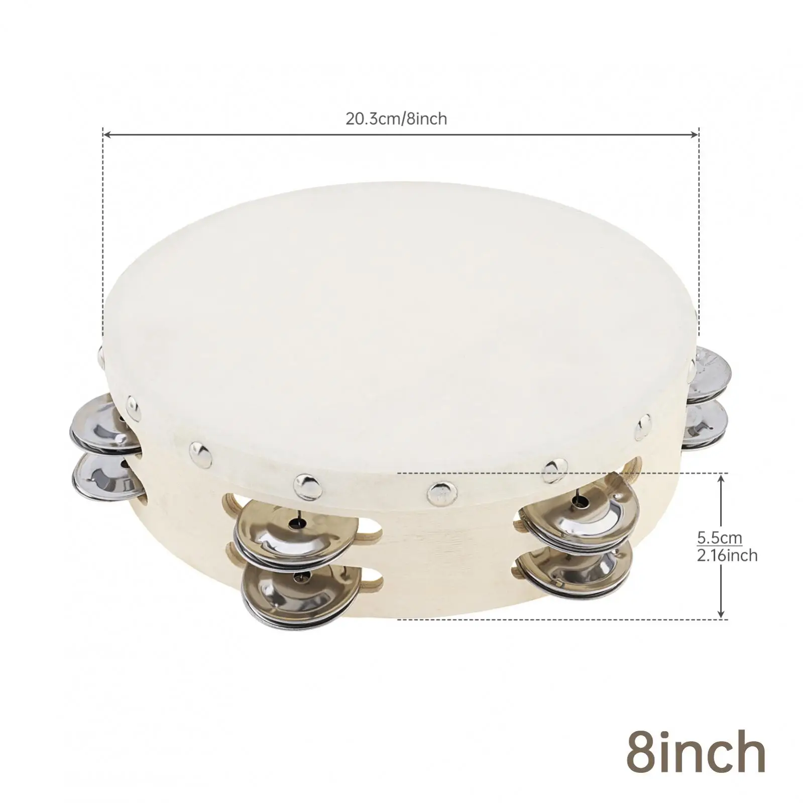 Double Row Jingles Tambourine Handbell Hand Drums 6/8/10 inch for Church Dance Party KTV