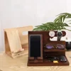 Phone Holder Detachable Solid Wood Office Keychain Wallet Watch Deposit Stand Desktop Charge Phone Multifunctional Storage Rack 3