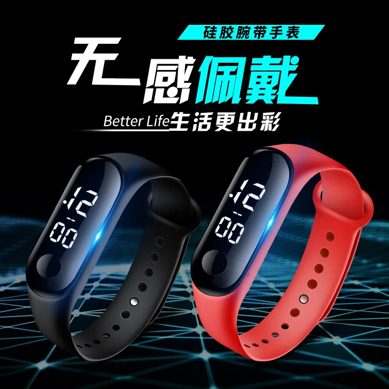 M3 Led Watch Color Screen Smart Sports Bracelet Running Swimming Waterproof Touch Heart Rate Men's And Women's Silicone Watch