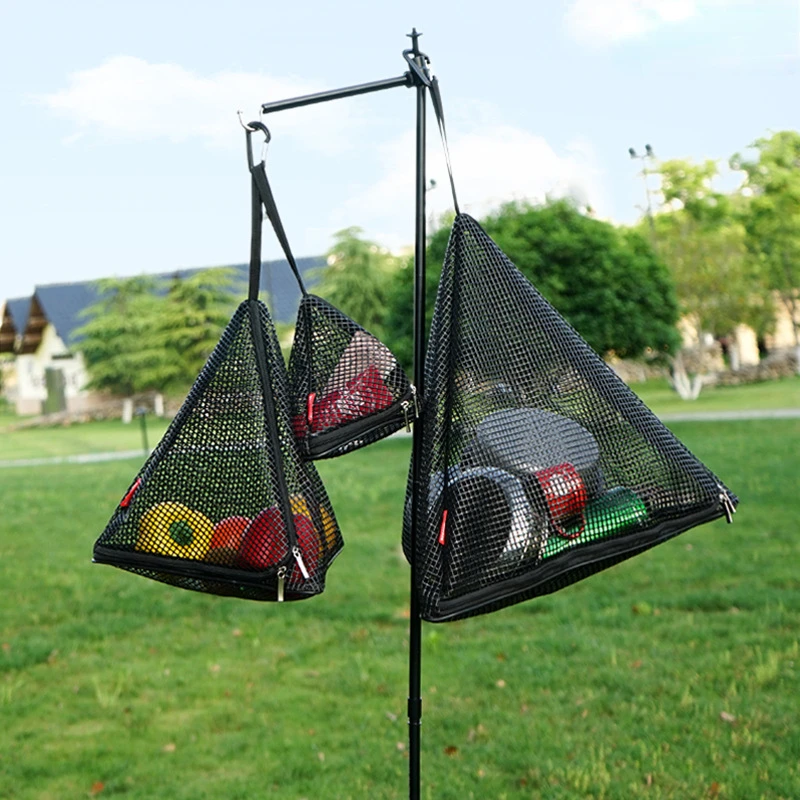 

Camping Hanging Net Storage Basket PVC Outdoor Triangular Sun Drying Net Foldable Storage Net Hanging Net Bag Outdoor Tools