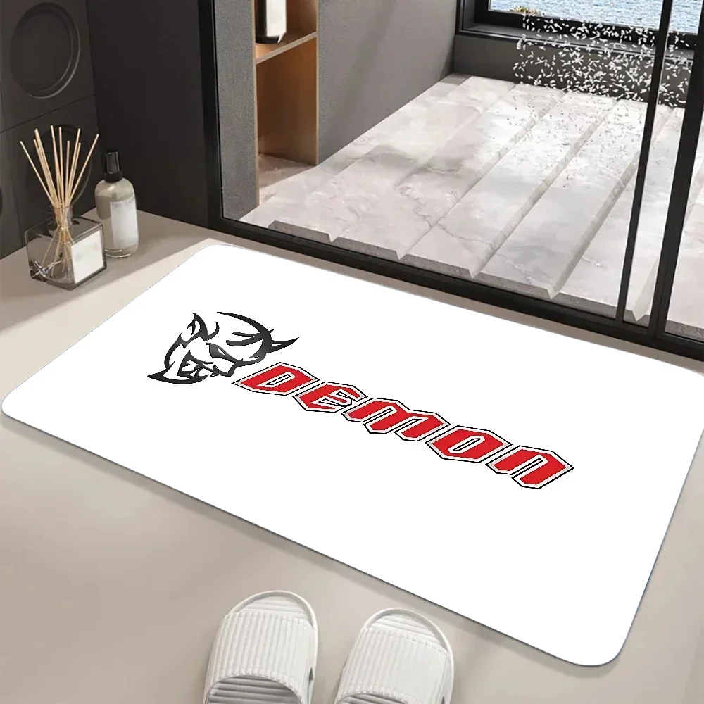 Hellcat Demon Dodge Challenger Car Floor Mat Graphic Printed Flannel Doormats For Bathroom Kitchen Entrance Carpet Home Decor 4