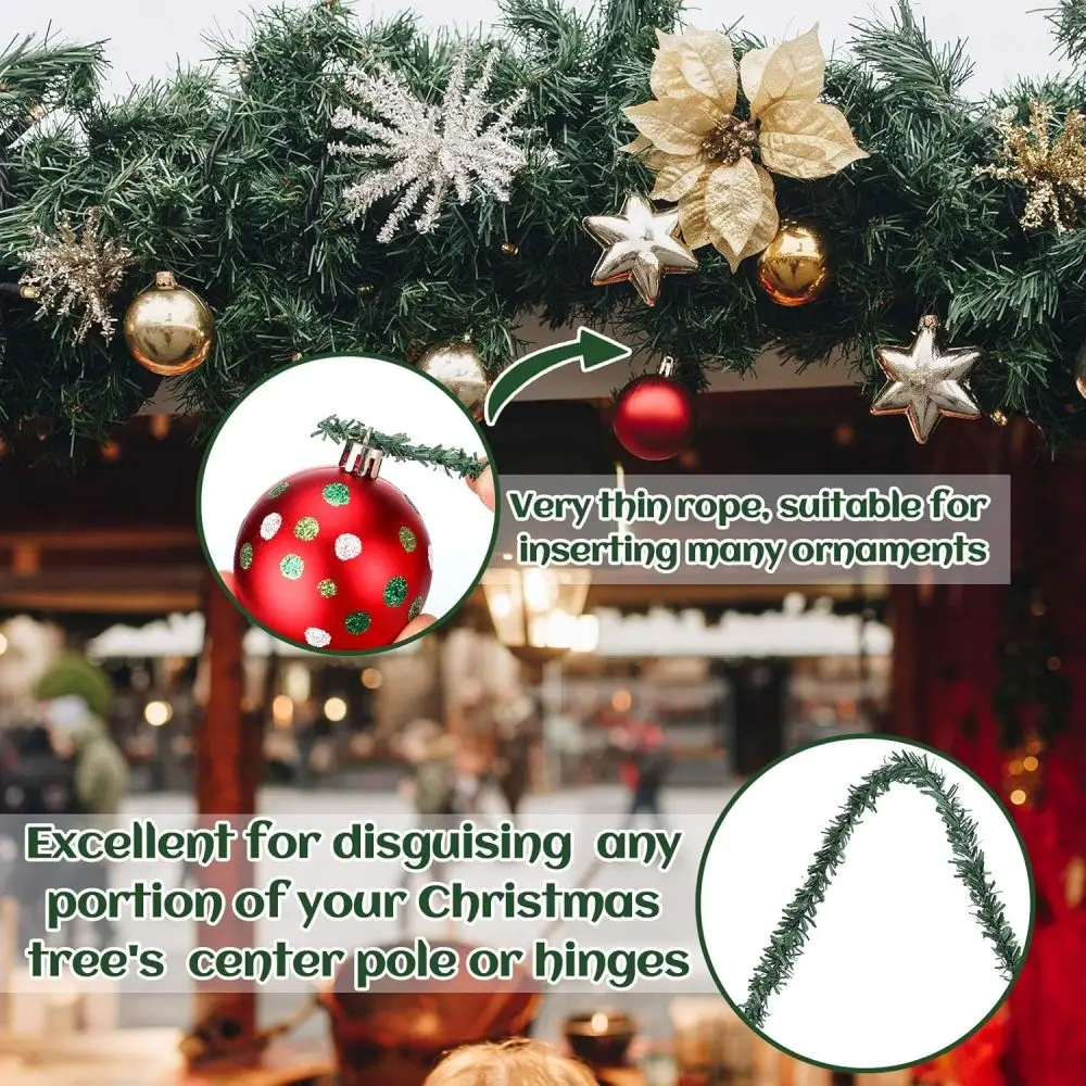1 Rolle Weihnachtsgirlande, 18 Fuß x 0,58 Zoll, künstliche grüne Kiefernbänder, Weihnachtsbaum-Hängeanhänger, Neujahrsdekorationen, DIY-Kranz – Detail 5
