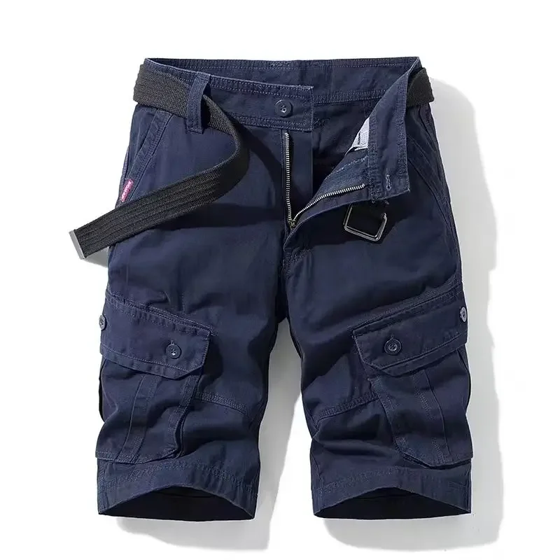 thumbnail image 1 of Pantalones cortos cargo para hombre, pantalones cortos con botones y cremallera para hombre, ropa de trabajo, elegantes pantalones cortos casuales de algodón, nuevos en Harajuku sueltos, 1 of 4