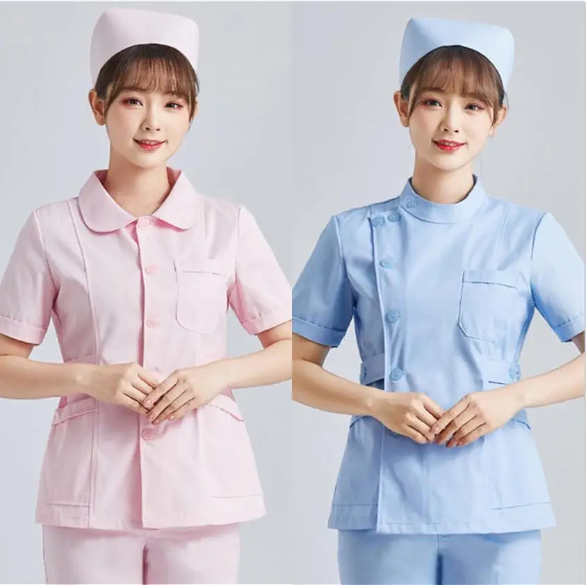 Nurse Scrubs Top Nurse Uniform Suits Nurse Uniform Dress Work Uniform Sets White Short Sleeve Nurse Scrub Work Uniform