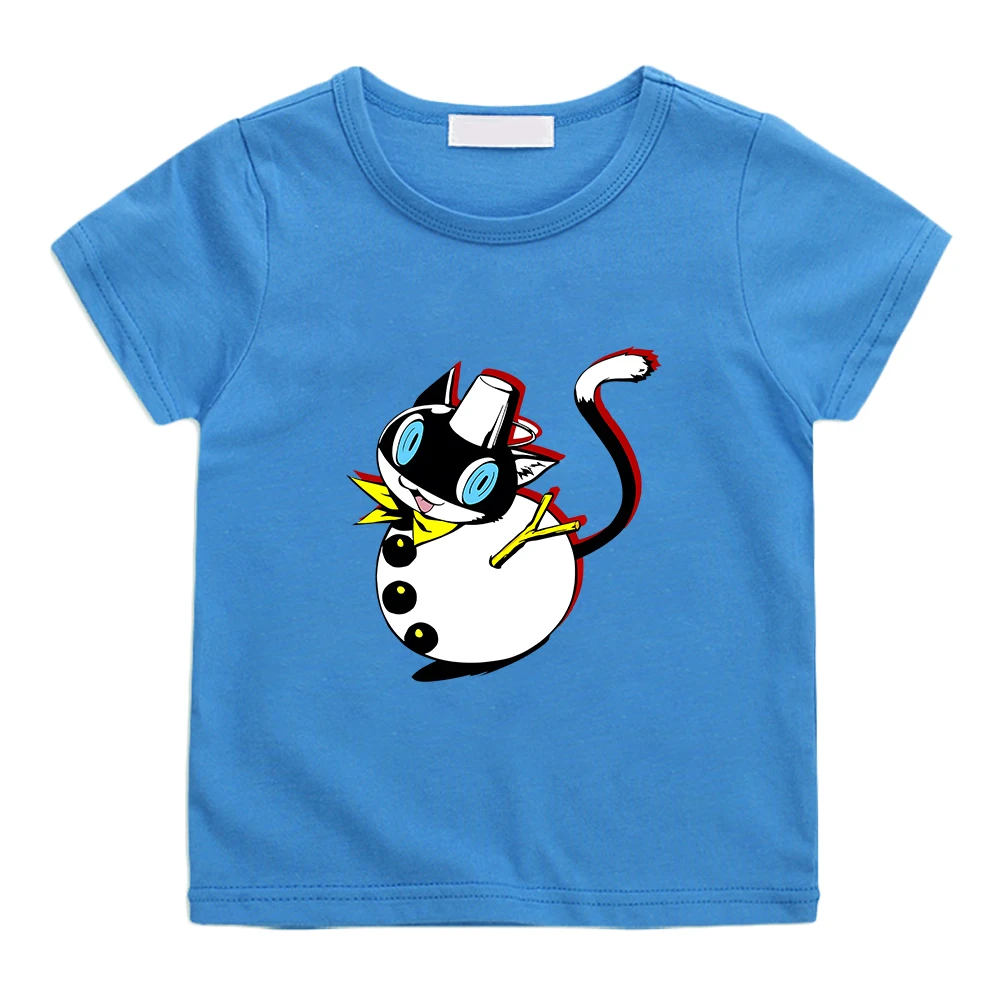 

Morgana Cat Persona 5 Game Graphic T-shirt Boys/Girls Children Kawaii Cartoon Tee-shirt 100% Cotton Summer Casual Tshirts Cute