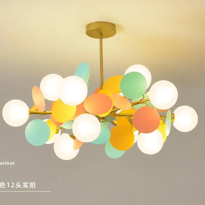 

Nordic Creative Designer Parlor Led Pendant Lamps Multicolor Art Tree Kid's Bedroom Cafe Decoration Light Fixtures