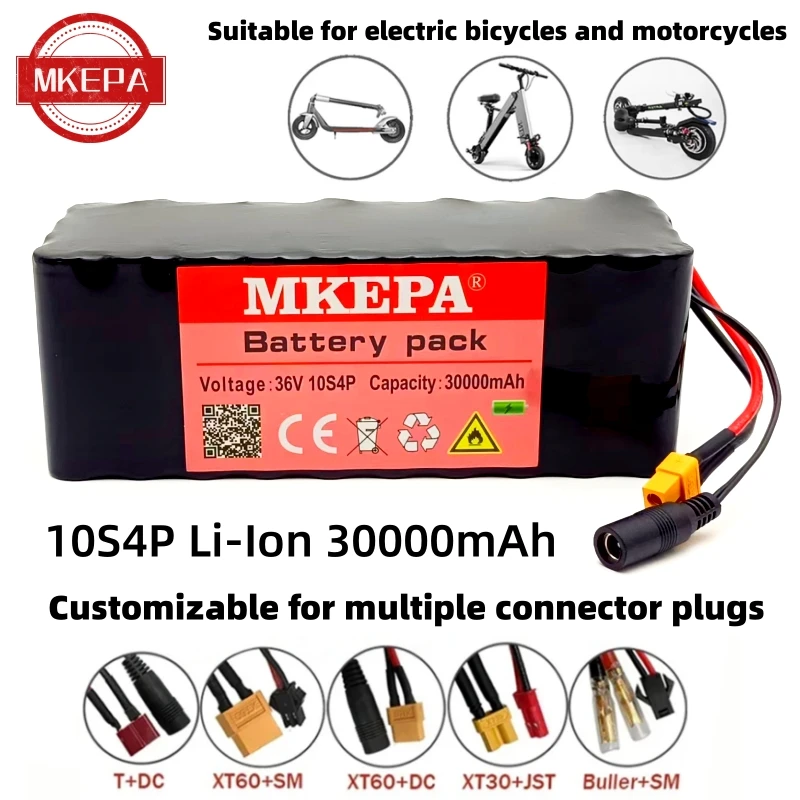 

10S4P 36V 30000mAh Motorized scooter lithium battery 18650 battery pack 36V 30Ah Motorized scooter battery+42V 2A charger