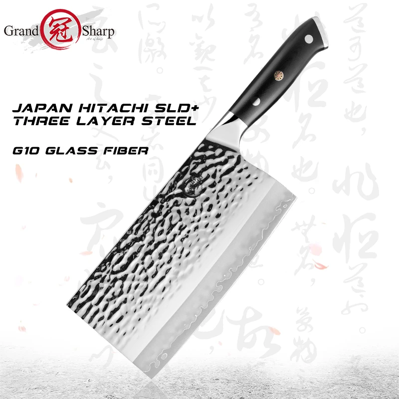 

Grandsharp Professional 7.5 Inch Chef's Knife Japan Hitachi SLD+ three layer steel Chopping Knives with G10 Glass Fiber Handle