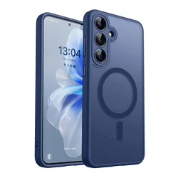 Luxury Matte Translucent Magnetic Wireless Charging Case with Magsafe Compatibility for Galaxy A35 5G (BLUE)