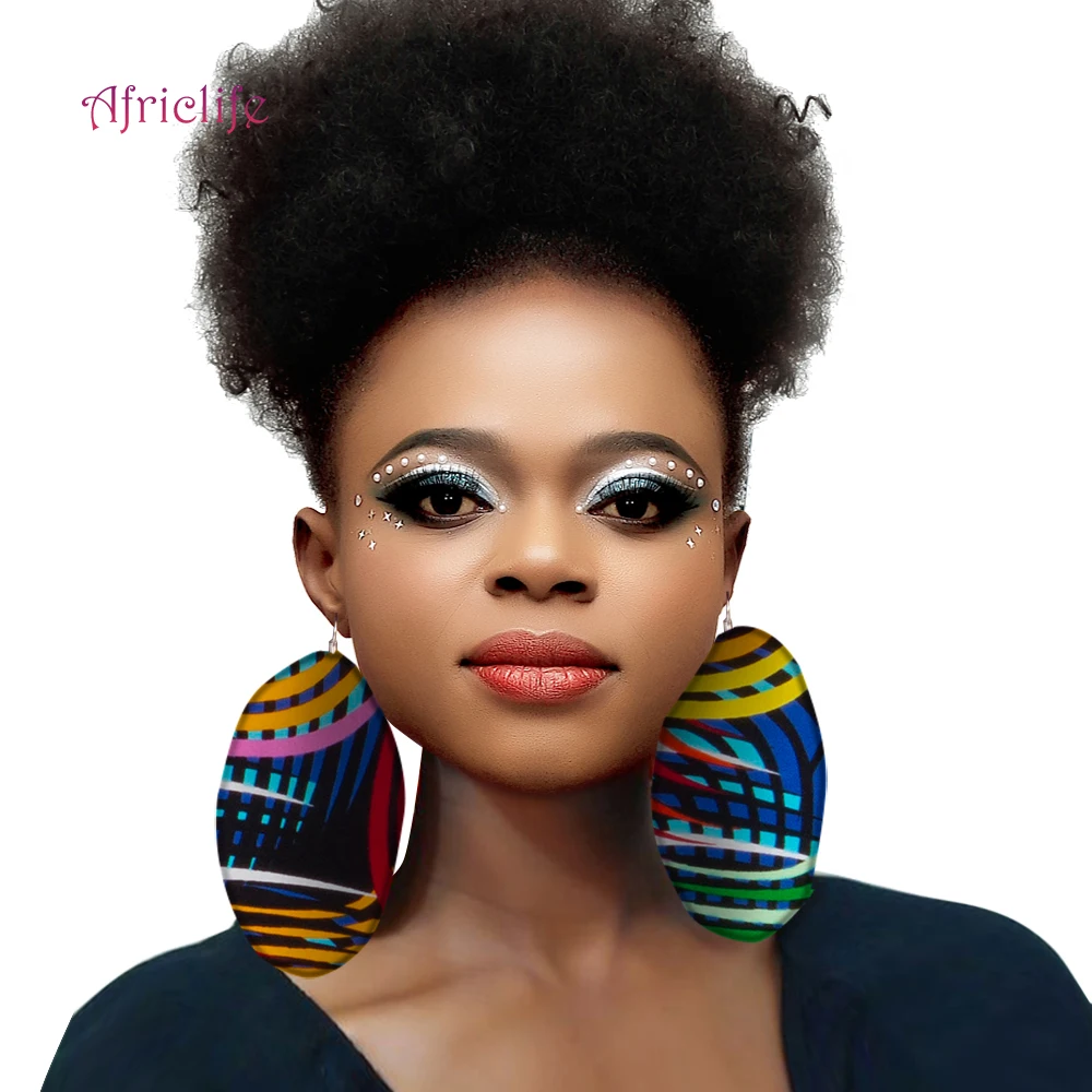 Big African Earrings Oversized for Women African Statement Earrings Handmade Multi Color Fabric Dangle Gifts WYB280