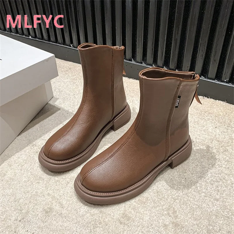 Short Boots Women Spring and Autumn New Versatile Boots Flat Bottom Boots female Single Boot Fashion ladies Boots