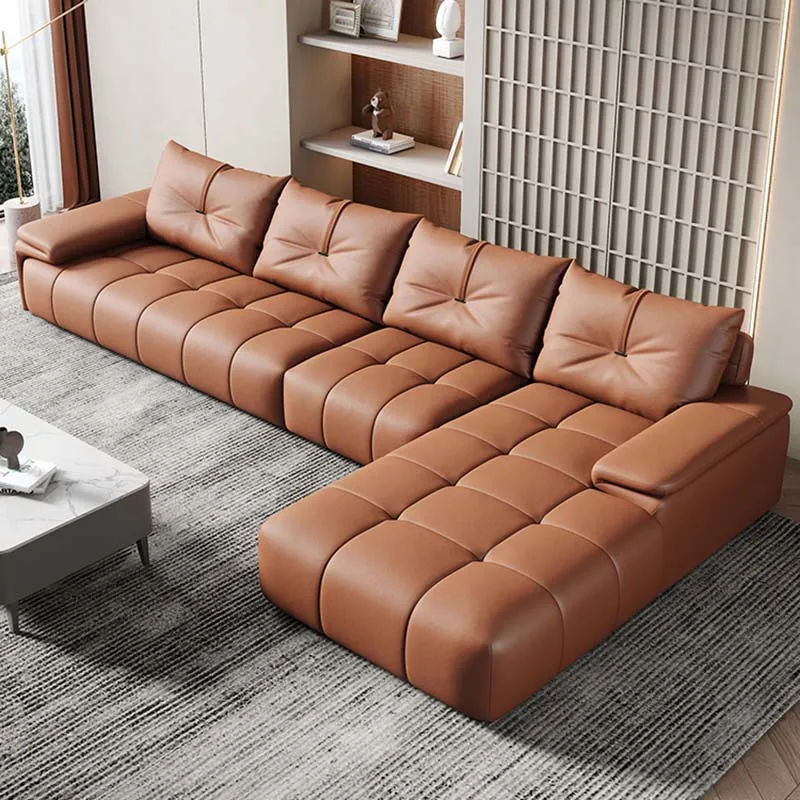 

Genuine Leather Sofa Modern European Lounge Modular Corner Sofa Living Room Comfortable Kanapy I Sofy Do Salony Room Decor