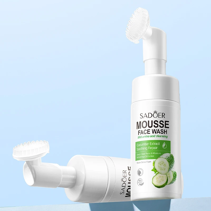 SAODER Fruits Cucumber Facial Cleanser Face Wash Foam Massasge Cleansing Mossee Moisturizing Skin Care Products