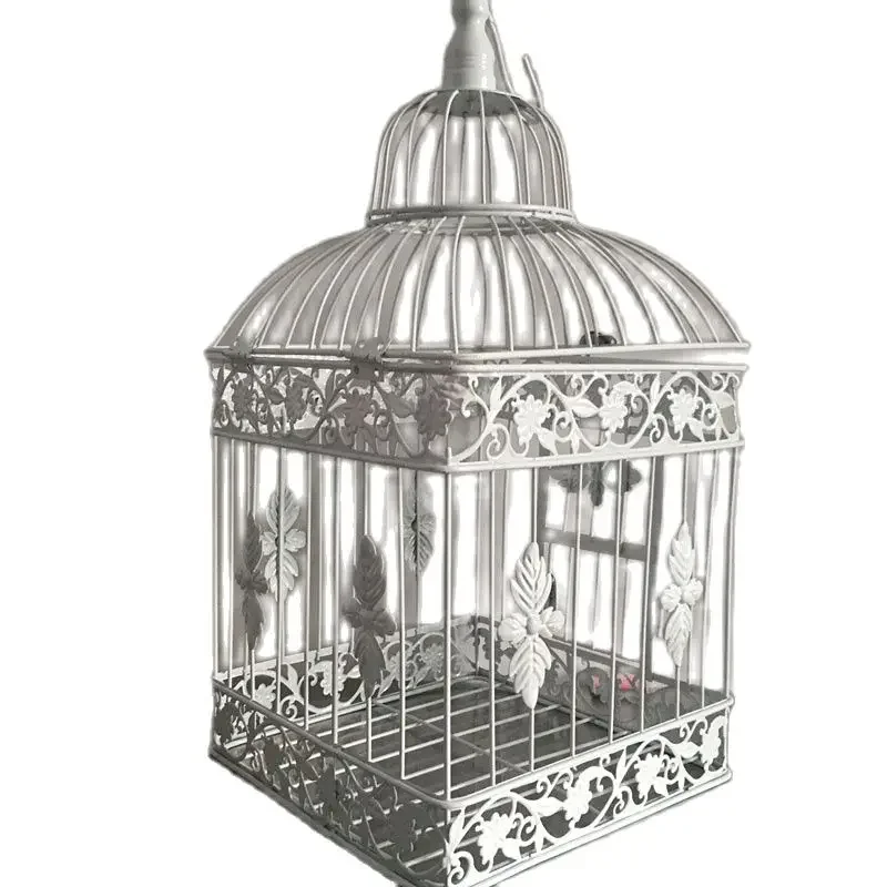 유럽 스타일 장식 새장, 창문 장식, 흰색 사진 소품, 호텔 웨딩 케이지, 19*19*35cm