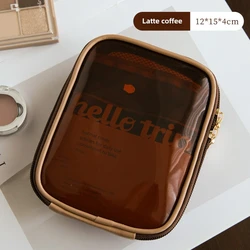 Chic Mini Clear Makeup Organizer Bag - Compact Cosmetic & Toiletry Storage Pouch (Coffee)