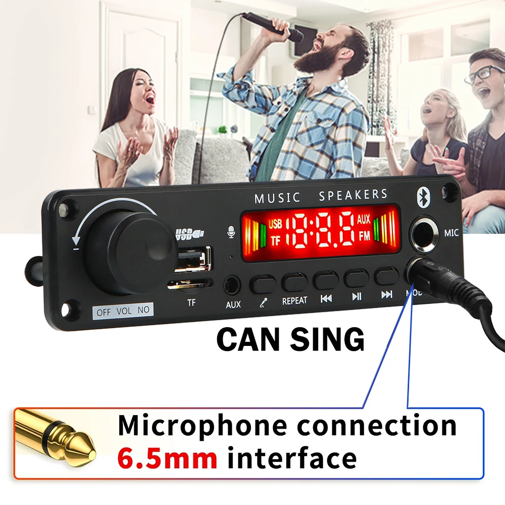 DC 6-18V Bluetooth 5.0 디지털 증폭기 모듈 오디오 디코더 보드 2.0 채널 스테레오 25W * 2 홈 가라오케 제어 모듈
