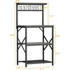 Kitchen Bakers Rack, Microwave Stand with Storage 4 Tiers, Coffee Bar Station with 6 S Hooks and Pegboard 3