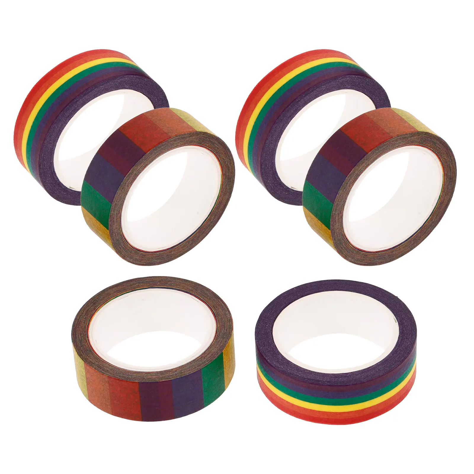 6 롤 와시 테이프 세트 저널링용 귀여운 무지개 디자인 장식 공예 테이프 카와이 스타일 DIY 스크랩북 장식 마스킹 테이프