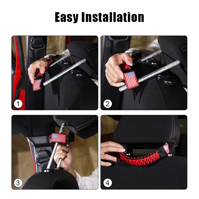 HEBE Universal Seat Headrest Pull Paracord Handle Rope for Jeep Wrangler/For Suzuki Jimny Interior Accessoriess