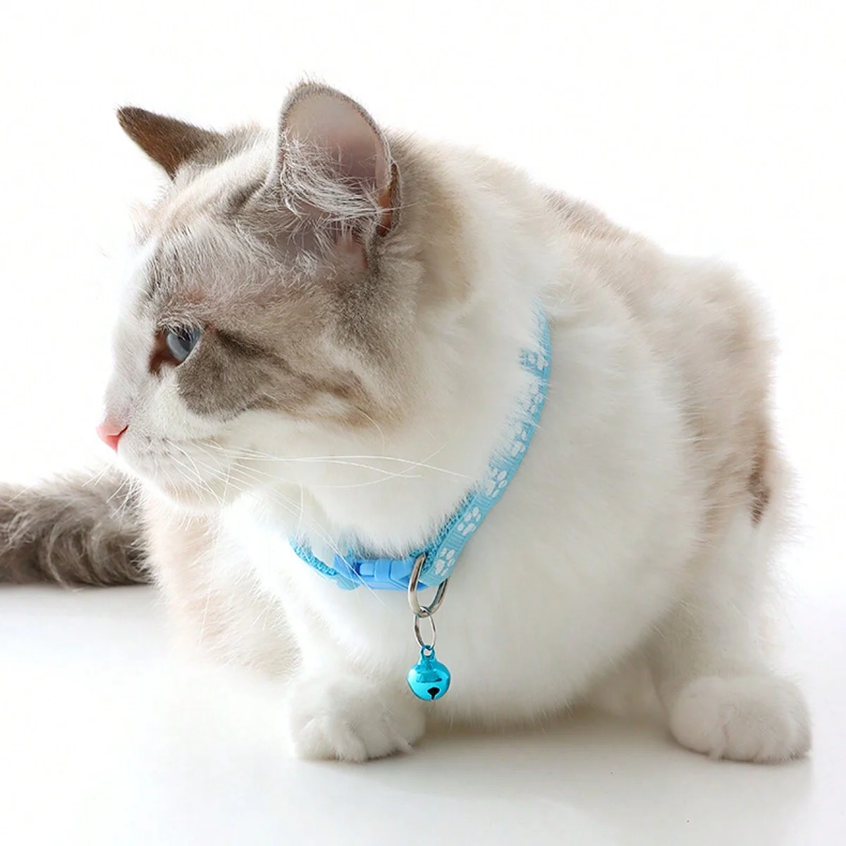 1pc-Pet collar and leash, cute paw pattern cat dog collar with bell for walking the dog