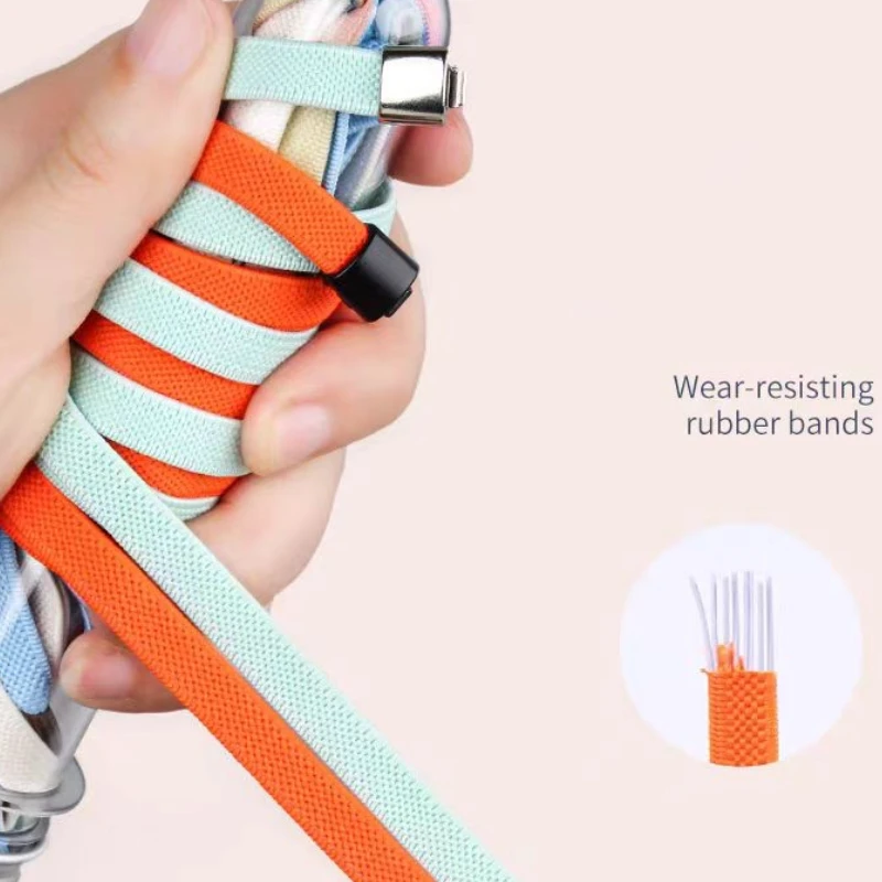 New Press Lock Shoelaces Without ties Gradient Flats Elastic Laces Sneakers Kids Adult No Tie Shoe laces for Shoes Accessories