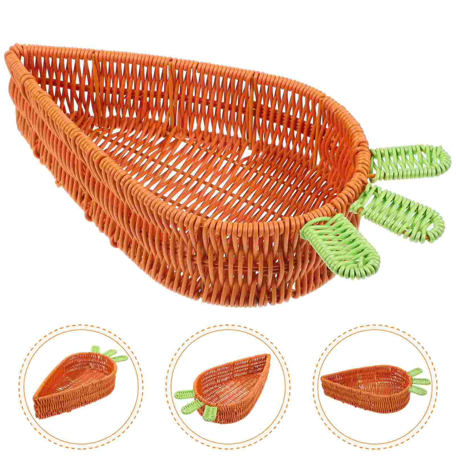 

Carrot Fruit Plate Storage Basket Tabletop Bread Simulation Rattan Woven Dried Food Imitation Organizer