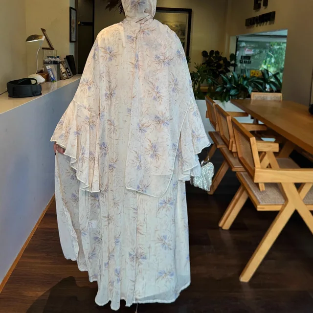 Robe d'Aïd pour femmes, abaya musulmane, ensemble 3 pièces, robe longue en mousseline de soie, kaftan, robes de fête du Ramadan, vestidos, Maroc, Dubaï, jalabiya, arabe