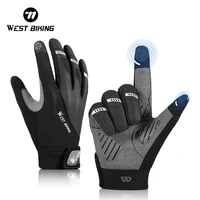 WEST BIKING Mountain Bike Full Finger Glove Non-slip Shockproof Touch Glove Golf Cycling Crossfit Motorcycle Mitts Spring Autumn 1