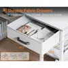 Small Computer Desk: Home Table with Fabric Drawers & Storage Shelves, Modern Writing Desk, White, 48"x16", Computers Desks 4