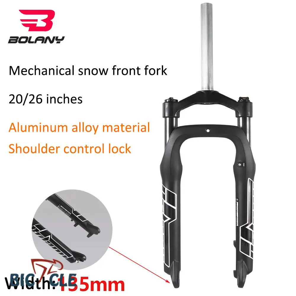 

BOLANY Snow Bicycle Spring Mechanical Front Fork 20/26 inch Aluminum Alloy Front Fork 9 * 135mm Bicycle Accessories