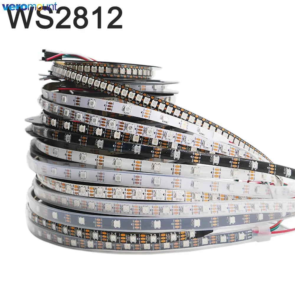 

DC 5V WS2812B Individually Addressable 5050 RGB Pixel LED Strip WS2812 Smart Pixels Light Black White PCB IP20/65/67 Waterproof