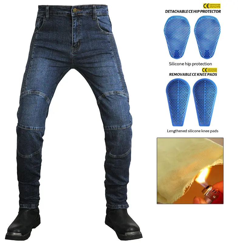 Motorcycle Jeans Aramid Thicker Double Protection Cycling Pants