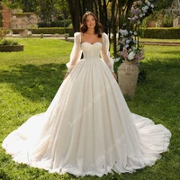 Exquisite A-Line Women Wedding Dresses Elegant Lace Shine Sequins Bridal Gowns Mopping Length Ball Vestidos De Novia Customized 1