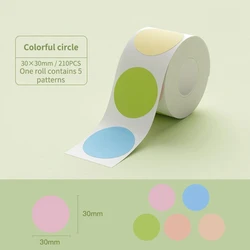 Thermal Portable Printer with Waterproof Sticker Paper Rolls - White and Transparent Labels (3030-Color Round)