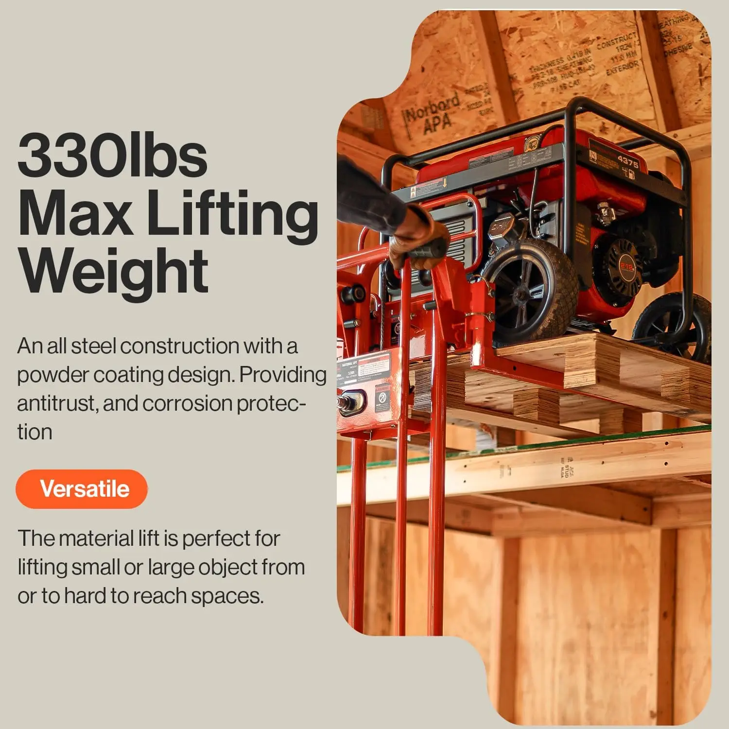 Lift Winch Stacker, Pallet Truck Dolly, Lift Table, Fork Lift, 330 Lbs 40" Max w/ 8" Wheels, Swivel Casters