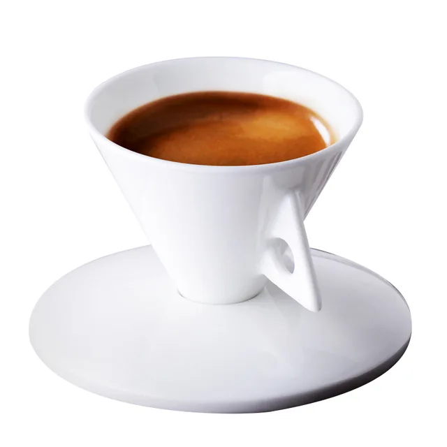 INS Light – tasse à expresso de luxe en porcelaine Type cône, forme pyramide en céramique, petite tasse à café noire et soucoupes, tasse à thé Demitasse – Image 6