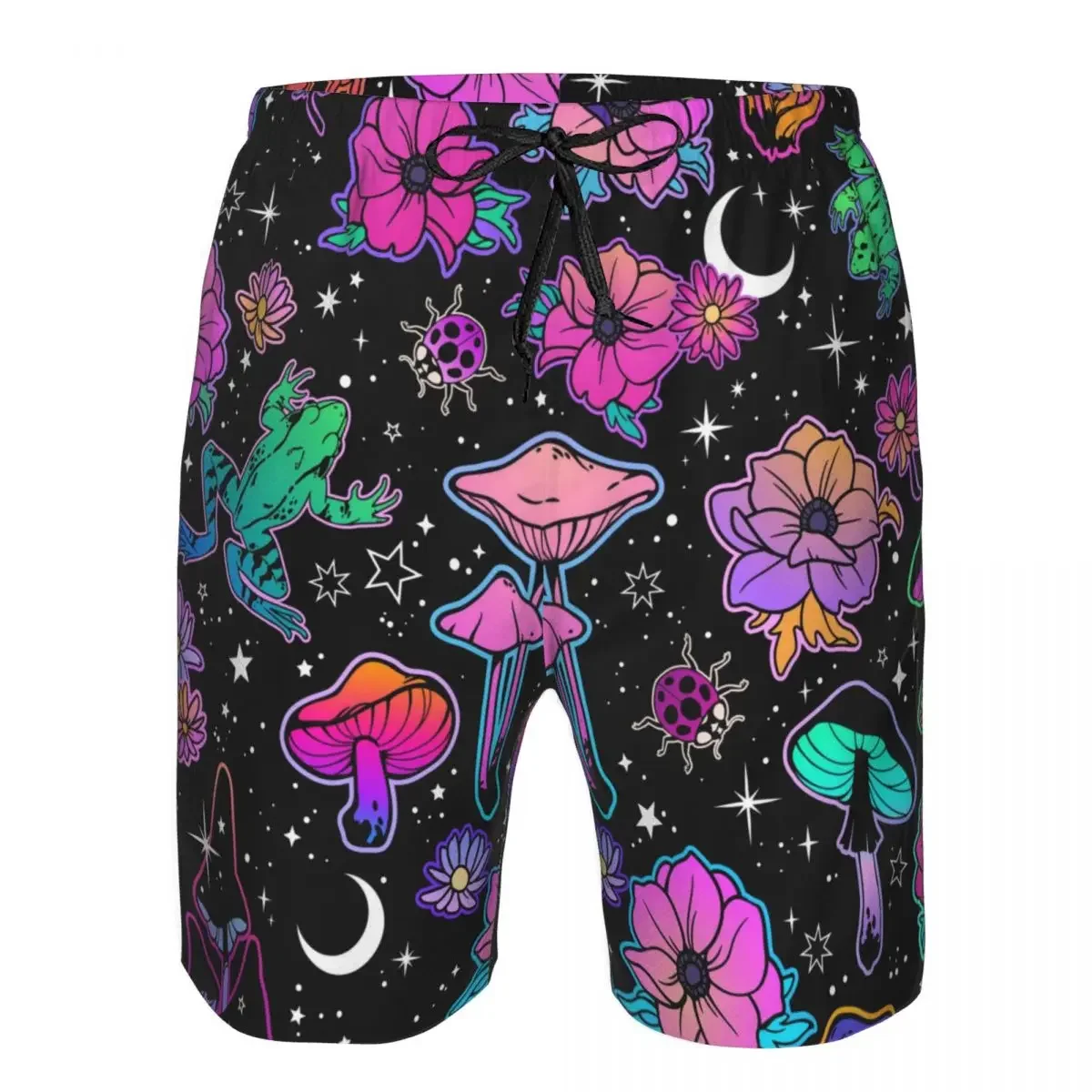 

Swimsuit Beach Quick Drying Trunks Magical Flowers Mushrooms And Frogs Swimwear Briefs Board Shorts Beachwear