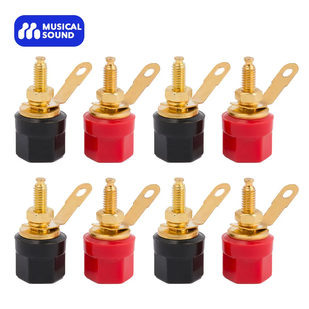Suono Musicale 8 Pezzi Amplificatore Placcato Oro Audio Amp Terminale Binding Post Altoparlante Terminal Board Adatto Per Spine A Banana Da 4Mm