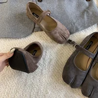 Bailamos New Brand Women Spilt Toe Flats Round Toe Shallow Slip On Ladies Casual Ballet Shoes Soft Leather Eelgant Dress Shoes M - Image 2