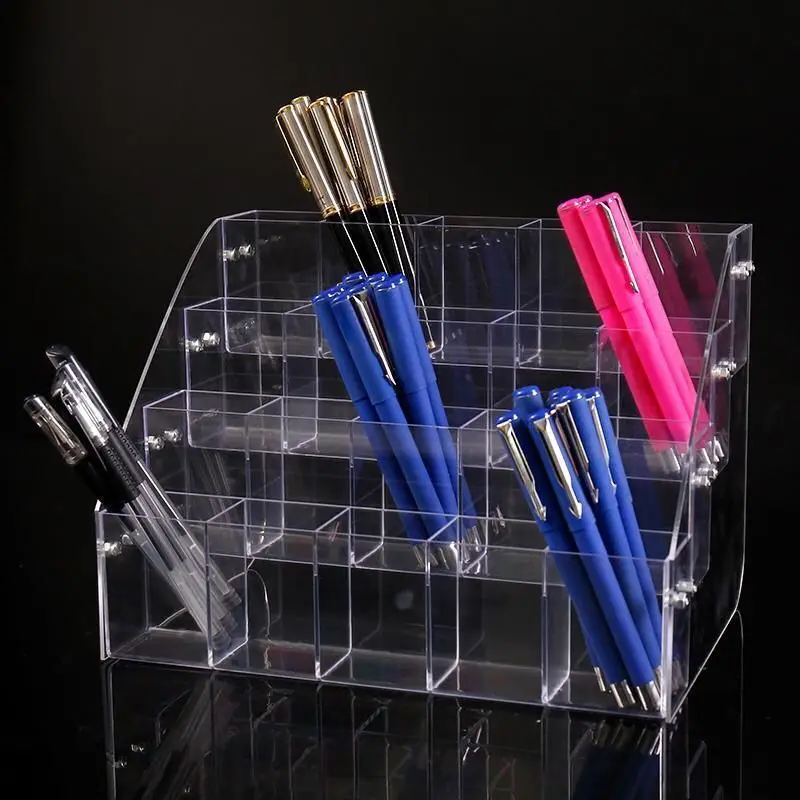 2-7tier Acrylic Pen Holder Clear Pen Holder Organizer Makeup Brush Holder Office Desk Accessories Cosmetic Brush Storage Box