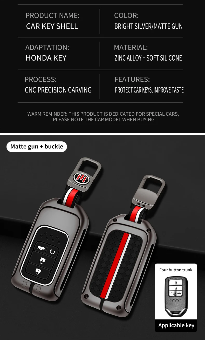 Portachiavi con copertura a distanza per auto in metallo Shell Fob per Honda CR-V CRV Accord Odyssey Civic XRV Vezel Jade Crider Fit Holder accessori - S6a94901f91944e36908f1e6f6c77a791K