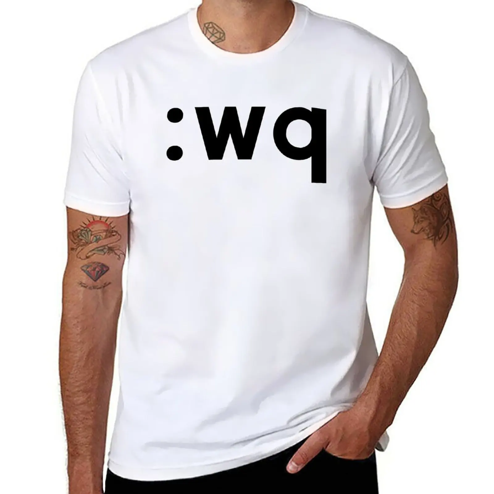 

:wq - Funny Coder Design Showing how to Save & Exit Vi/Vim - Black Text T-Shirt plus sizes t shirts men