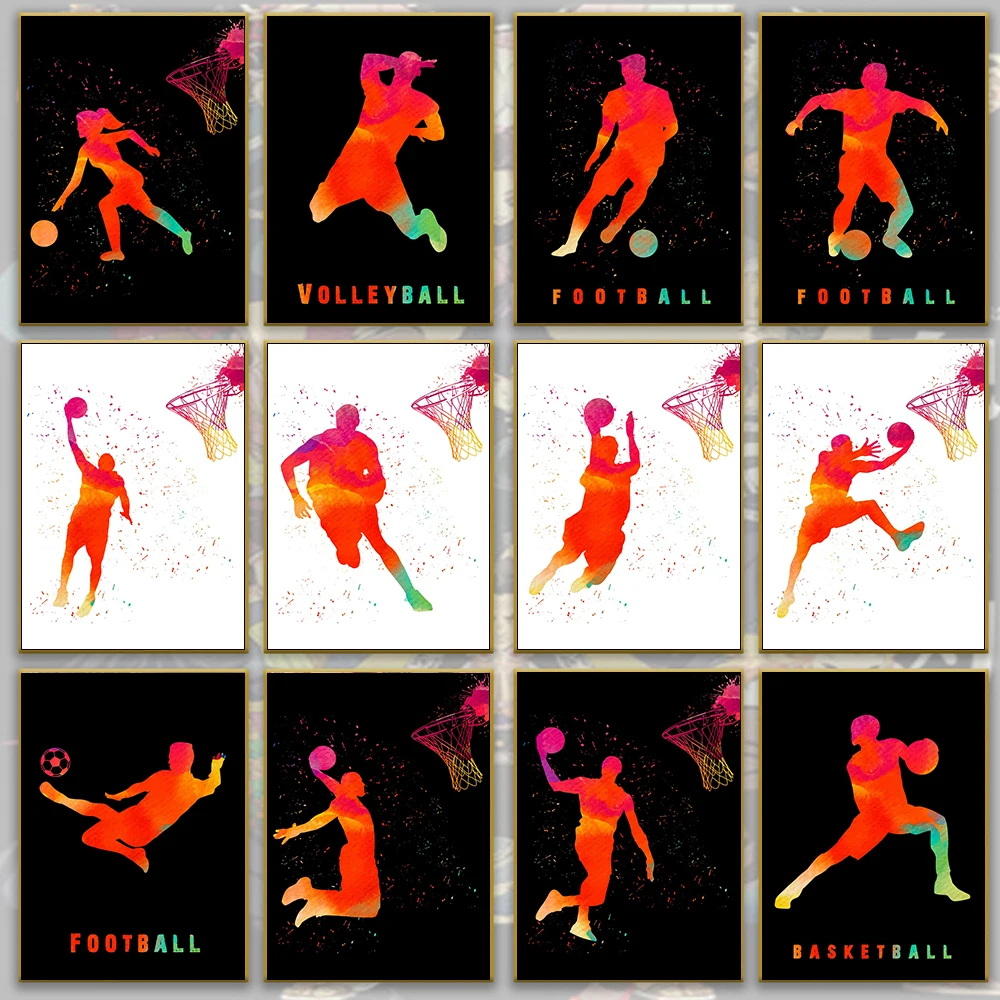 

Football basketball Wall Art Canvas Painting Posters Prints Abstract Sport Man Room Decor Pictures Modern Gifts Home room Decor