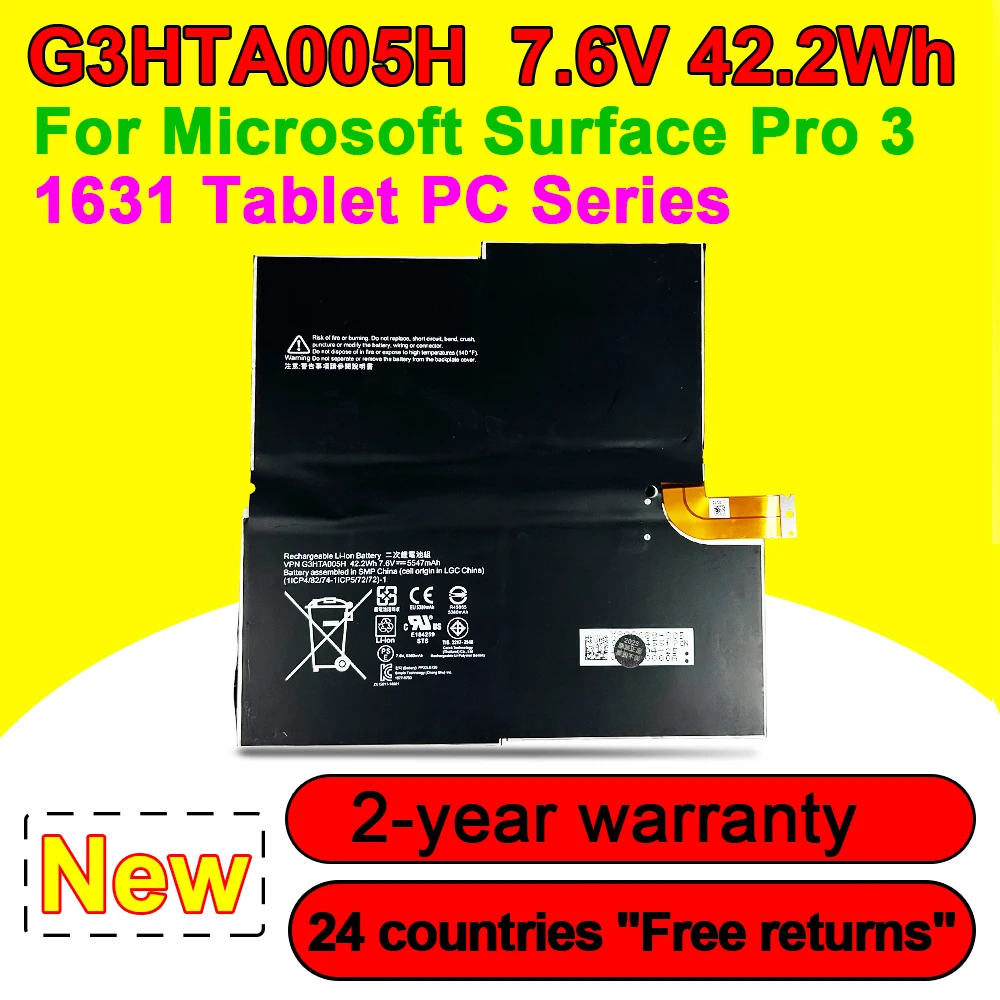 para Microsoft Surface Pro 1631 Tablet pc Série G3hta005h G3hta009h Ms011301-plp22t02 Bateria do Portátil 7.6v 42.2wh 5547mah