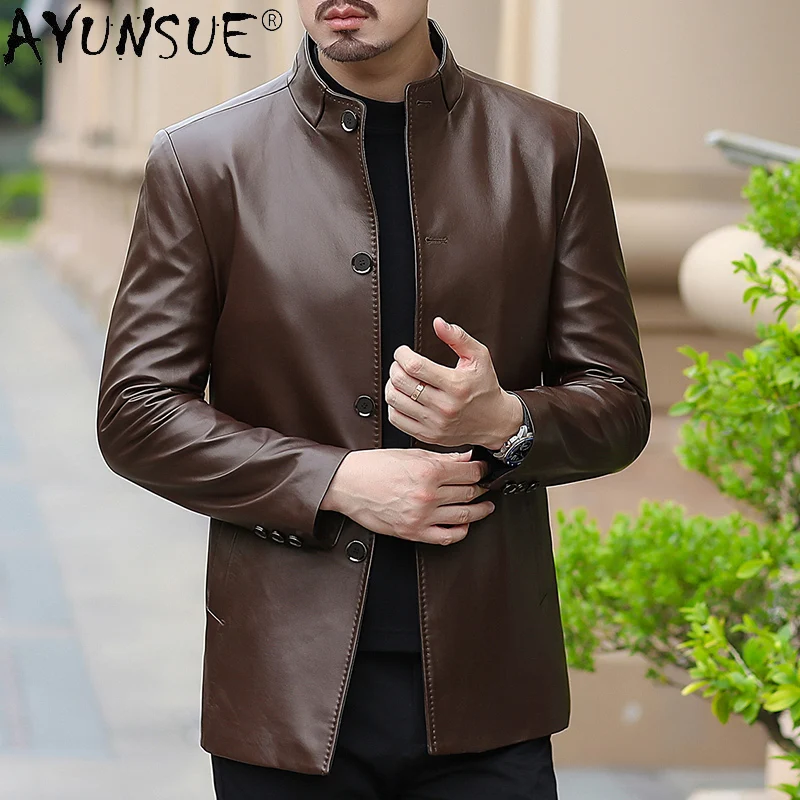 

AYUNSUE Mens Jacket Men Clothing Genuine Sheepskin Leather Autumn Coat Male 5XL 6XL Clothes 2020 Chaqueta Cuero Hombre LXR775