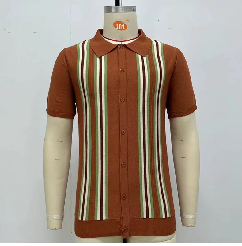 2025 Spring Summer Men's Short Sleeve Polo Shirt Knitted Slim Business Cardigan Shirt Streetwear Casual Tops Camisa Masculina 23 S6a94d15b49804d02bab051755a5d66f6K