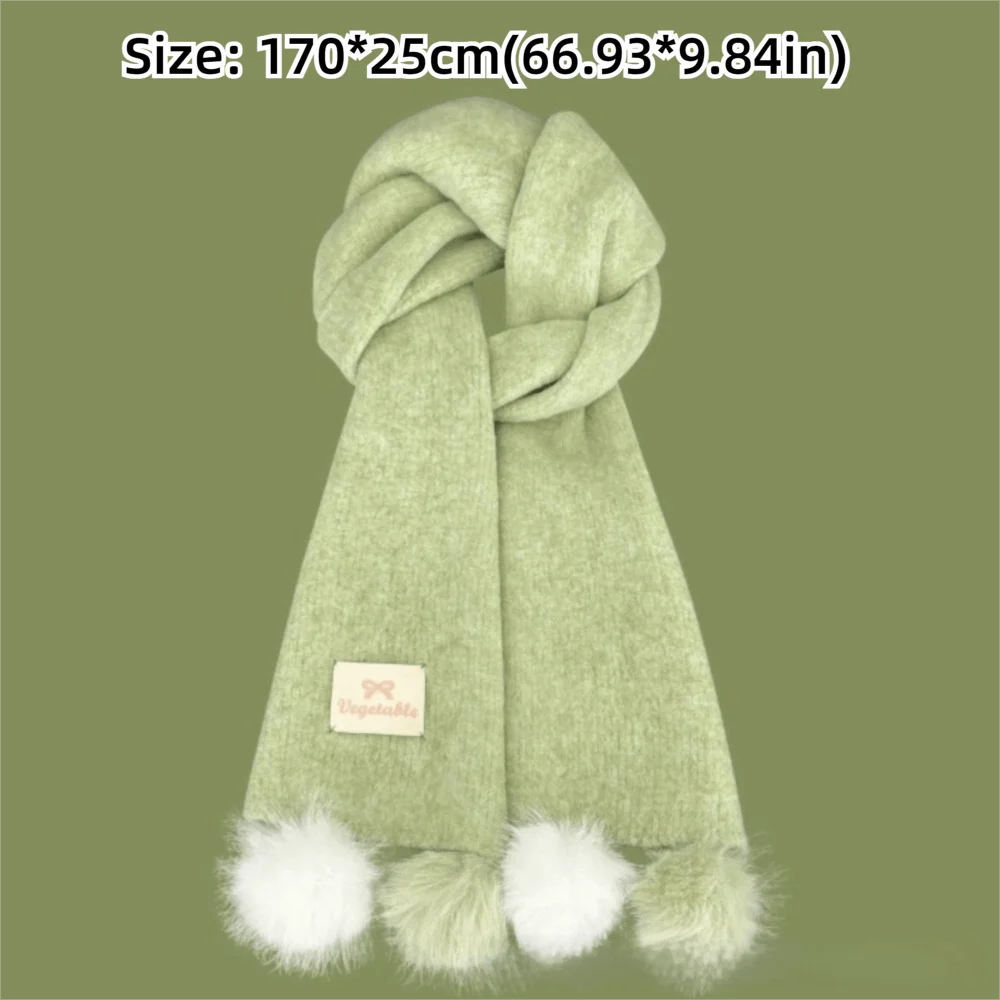 Thick Solid Color Polyester Women Scarf Neck Protection