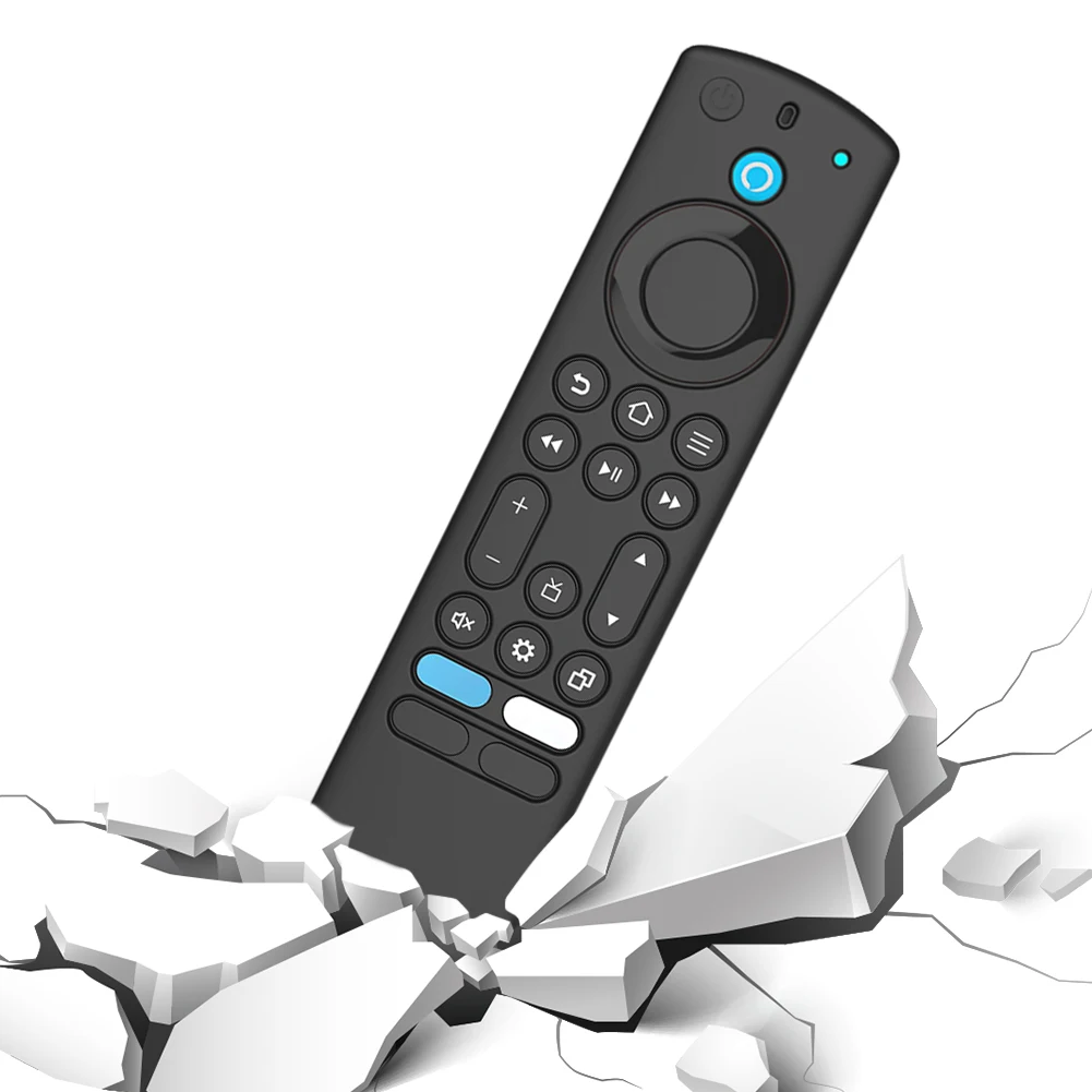 실리콘 리모컨 케이스, 랜야드 리모컨 교체 쉘, Fire TV Alexa 음성 리모컨용 충격 방지 발광