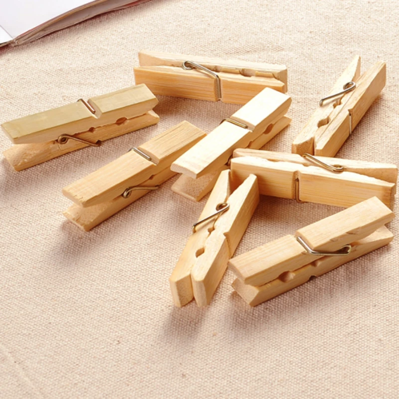 50/100/200pcs Clips Wood Photo Album Clamp DIY Picture Mini Clothespin Home  Laundry Clothes Pin