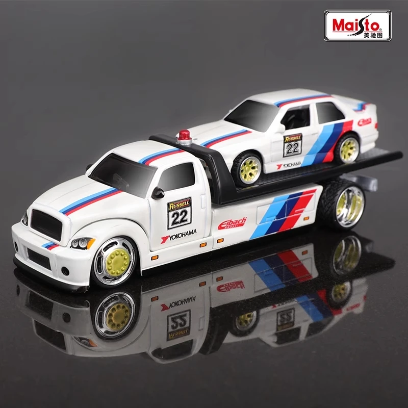 Maisto 1:64 Flatbed/1988 Bmw M3 E30 1965 Ford Mustang Elite Trasporto Pressofusione Modello Di Auto Collezione Regalo Giocattolo Raccogliere Ornamento